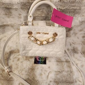 Betsey Johnson White Quilted Handbag